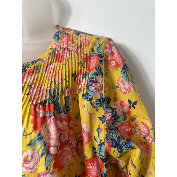 J Crew Liberty Fabric Magical Bouquet Popover Top Size 6 Yellow Floral A16 - Picture 2 of 7